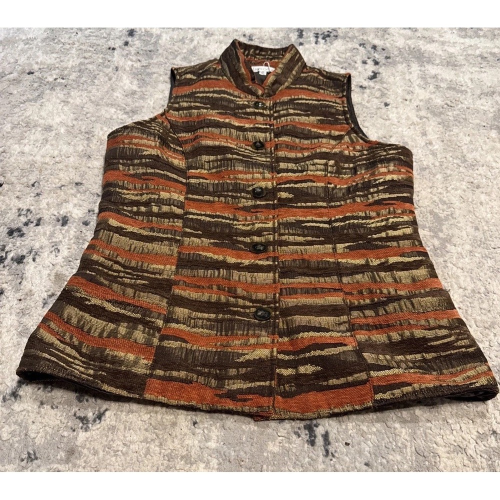 Travel Smith Vest Womens Sz Medium Lined Orange Brown Fall
